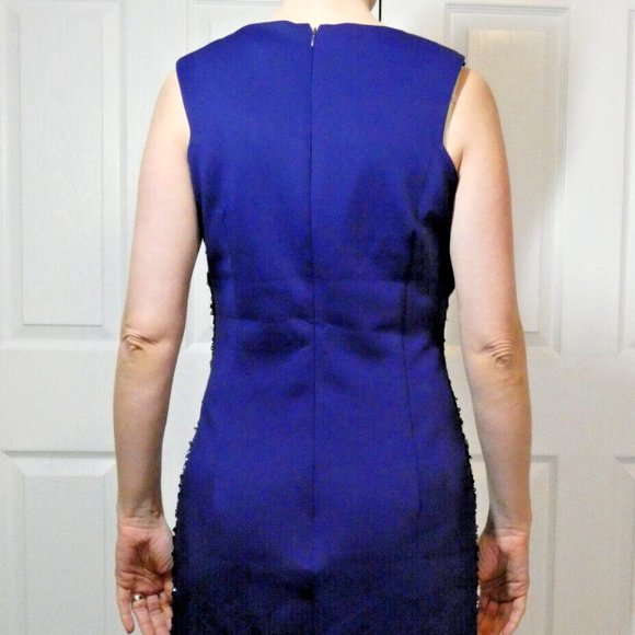 New Look Womens 8 Blue PROM Mini Dress Sequins Stylish Sheath Gorgeous Statement - Picture 2 of 14